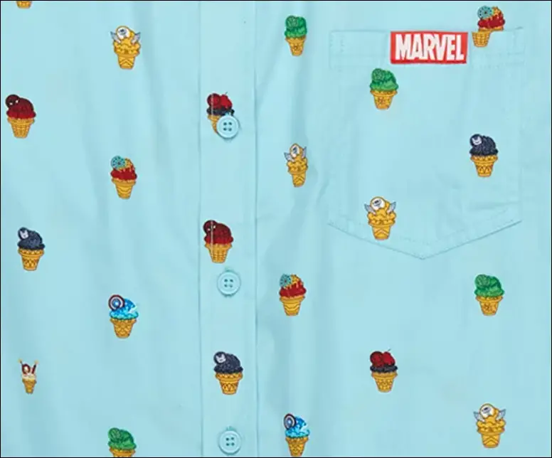 tiny character ice cream cone button down shirt marvel eat the universe box lunch