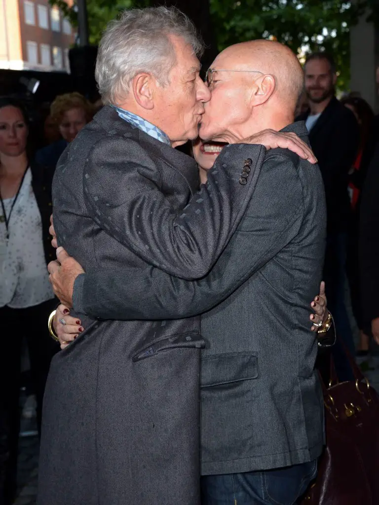 Sir Ian McKellen Kissing Sir Patrick Stewart