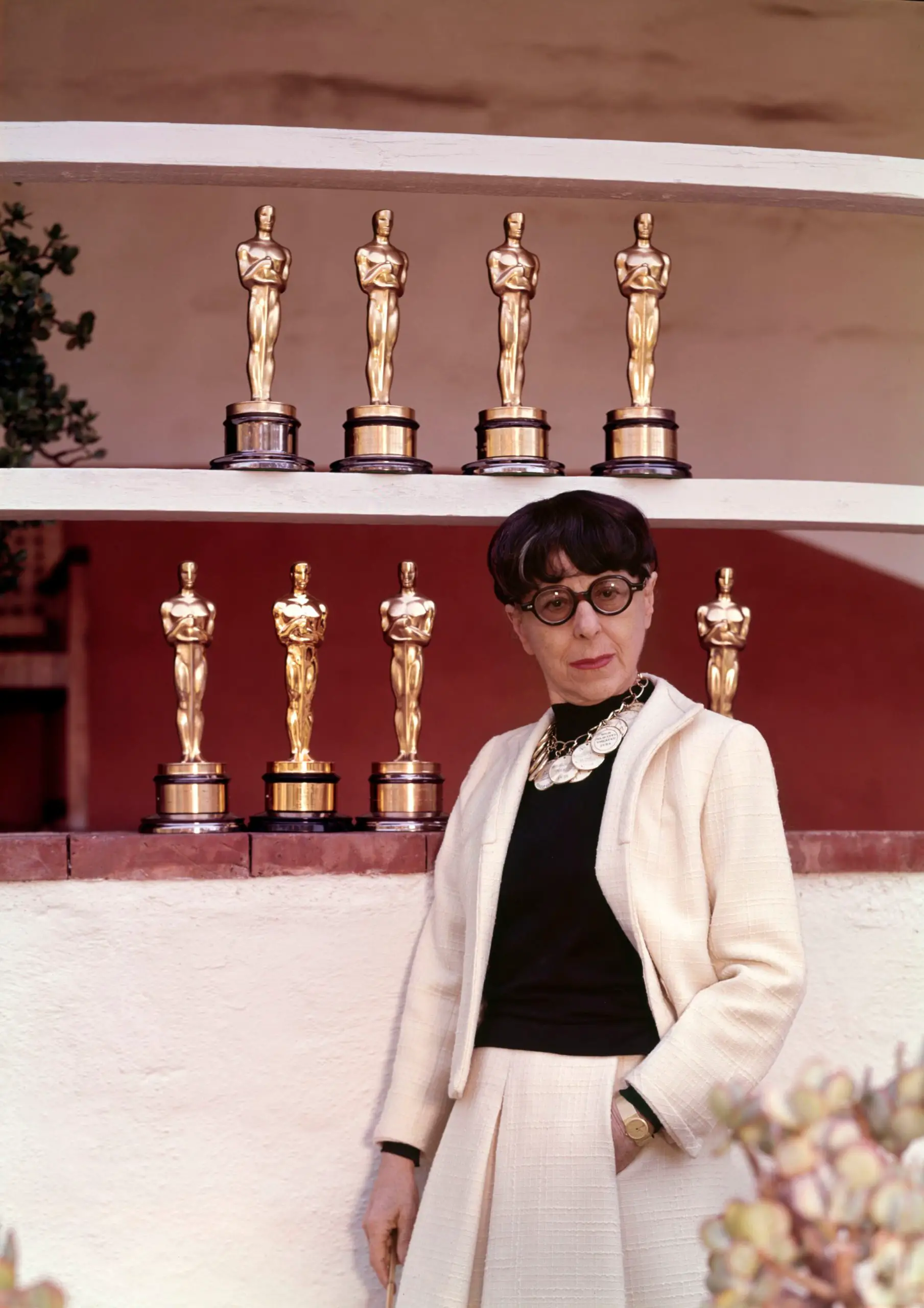 Edith Head with Oscars