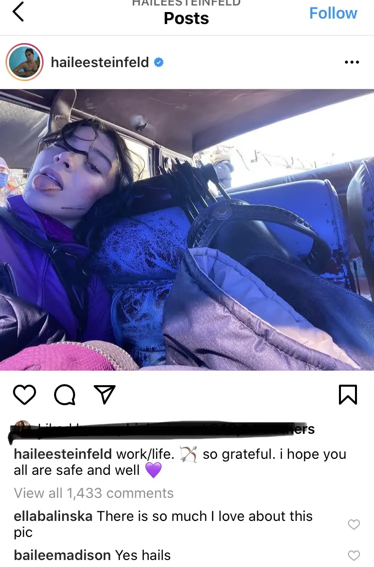 Hailee Steinfeld Instagram Set Photos from Hawkeye