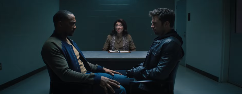 Sam and Bucky do couple's therapy in The Falcon and the Winter Soldier