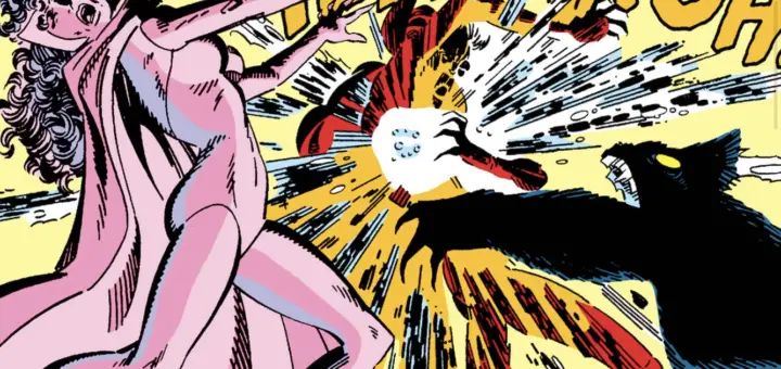 West Coast Avengers Scarlet Witch Fighting Mephisto