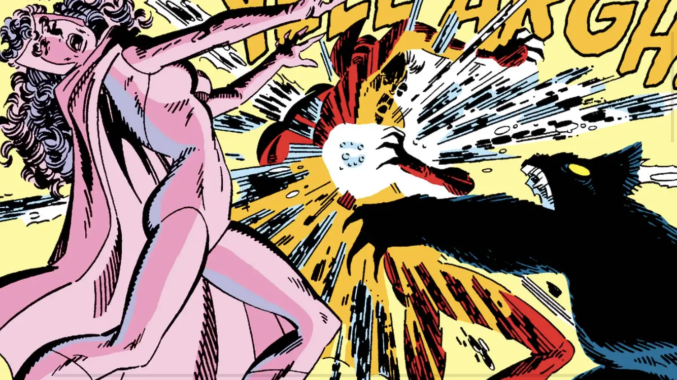 West Coast Avengers Scarlet Witch Fighting Mephisto