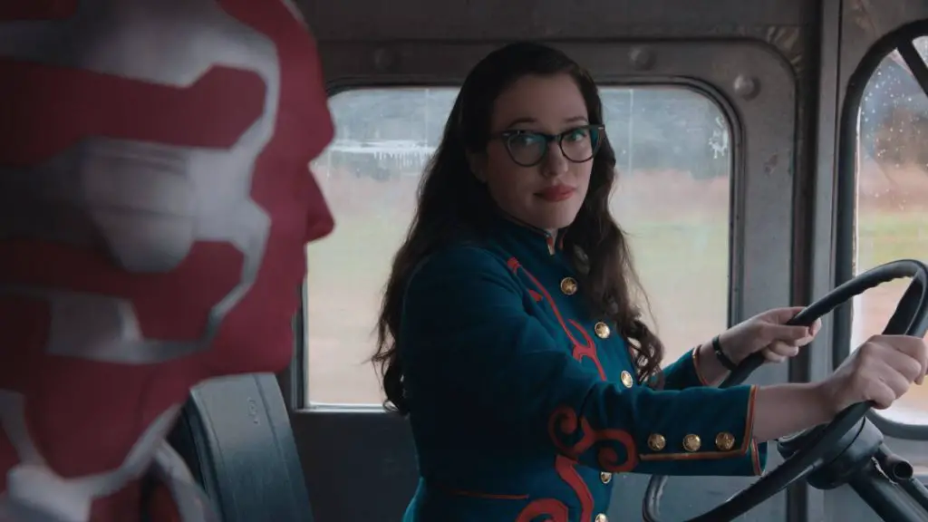 Kat Dennings as Dr. Darcy Lewis driving a funnel cake truck