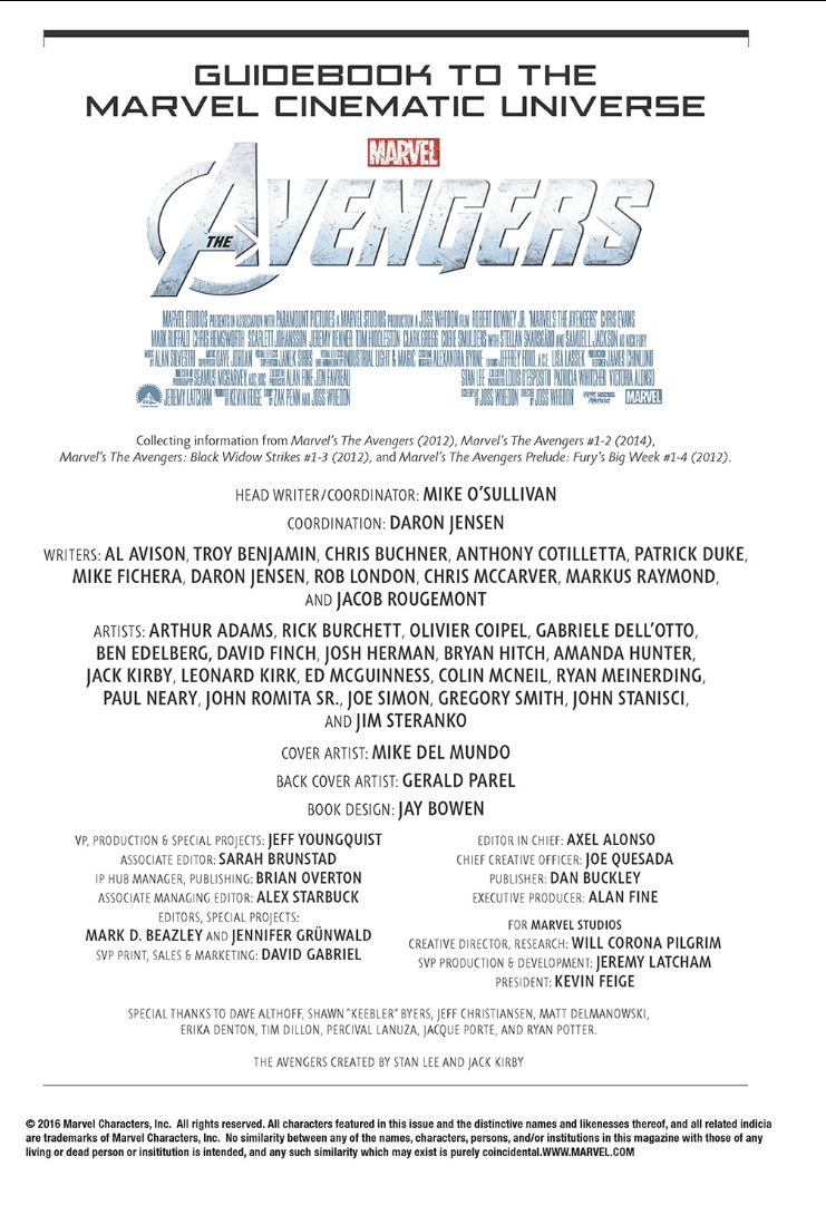 Avengers Guidebook Credits