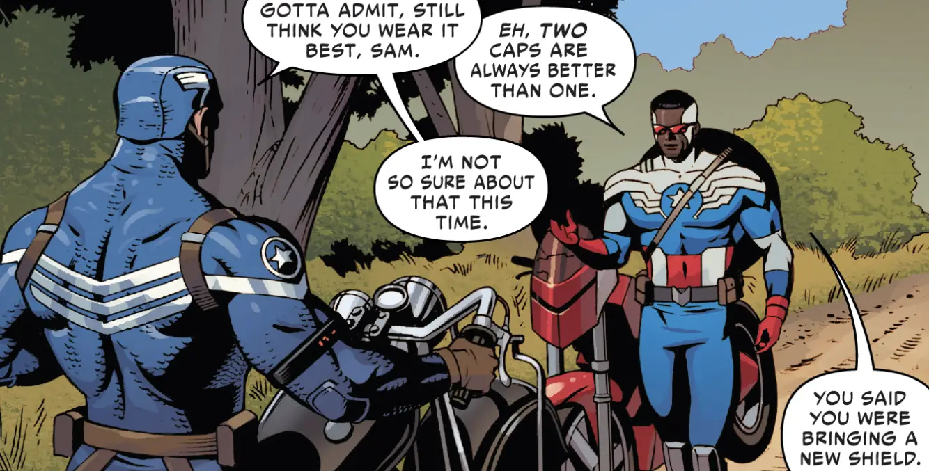 Captain America talking to Sam Wilson