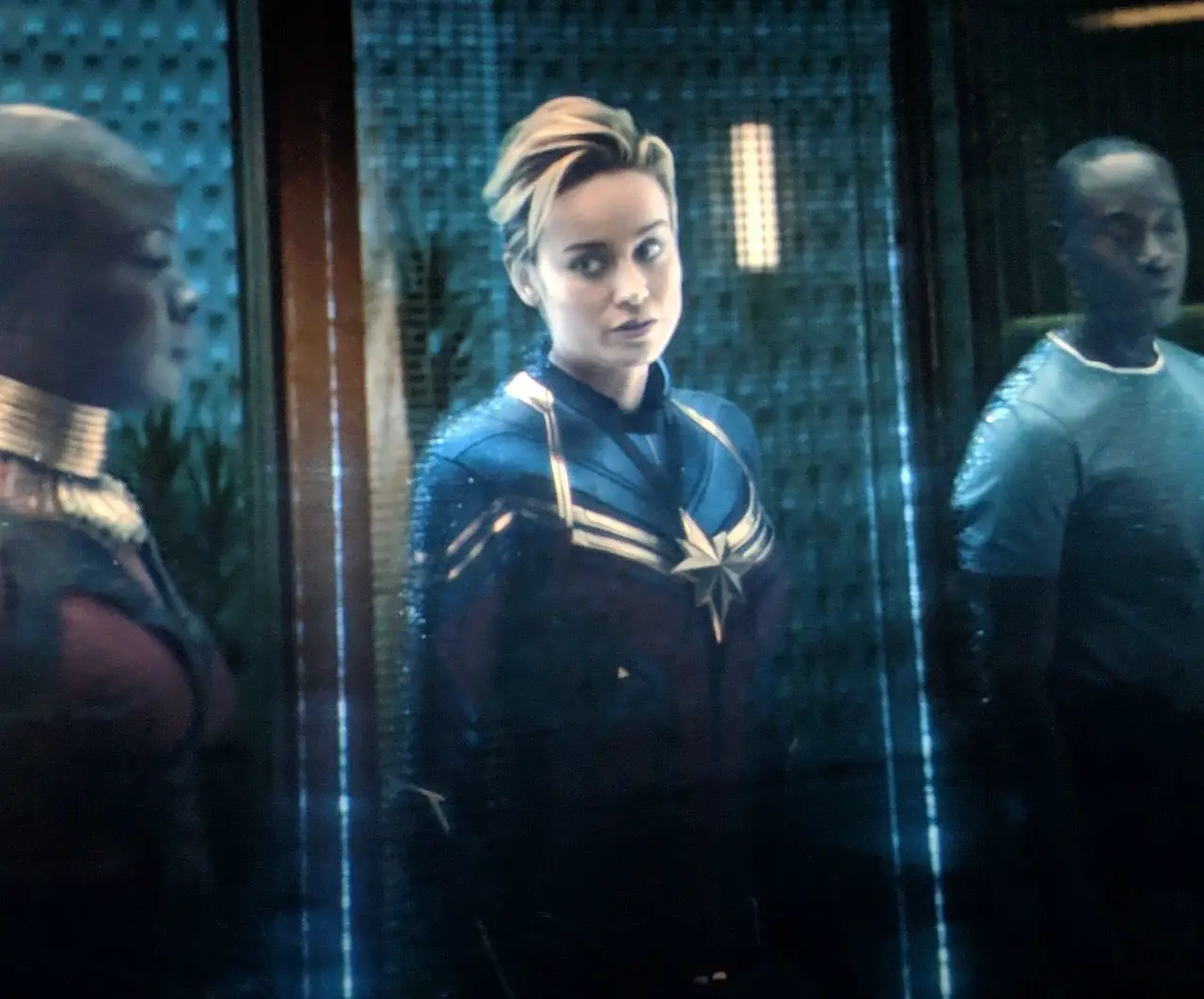 Captain Marvel on holo screen in Endgame Shang-Chi mid-credits