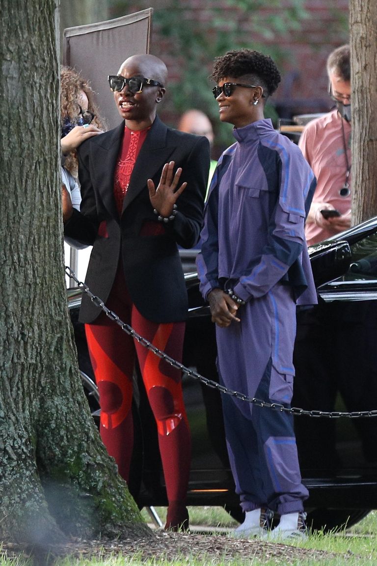 Danai Gurira and Letitia Wright filming Black Panther: Wakanda Forever