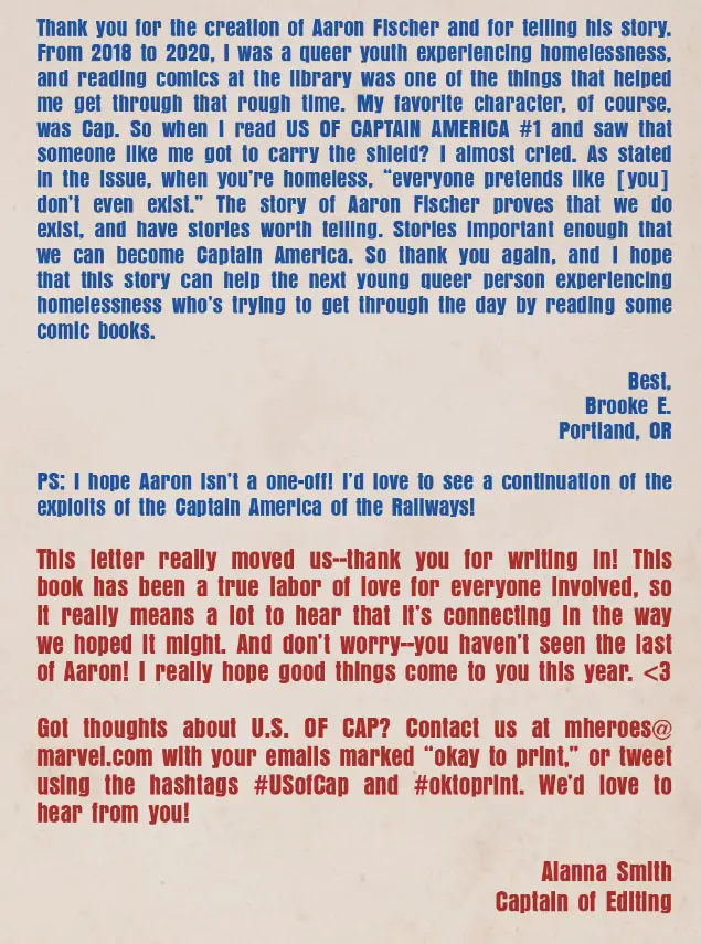 Letter from United States of Captain America #3