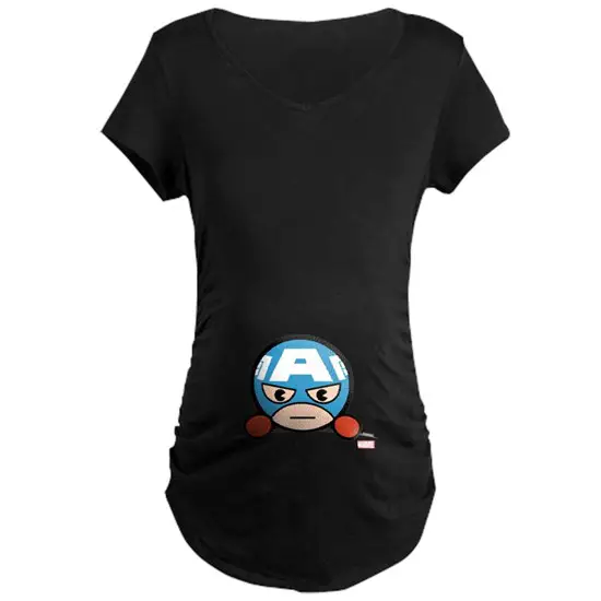 Captain America Peeking Maternity Dark T-Shirt Women's Maternity T-Shirt