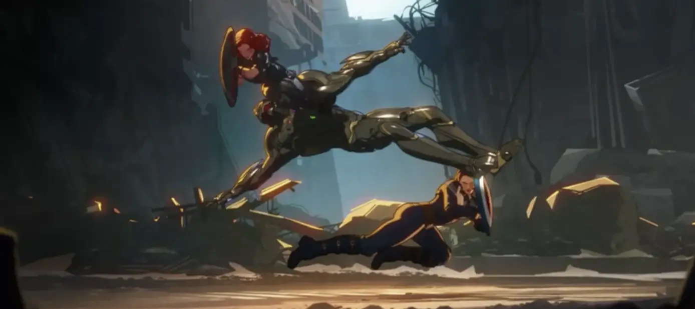 Black Widow and Captain Carter fight Ultron