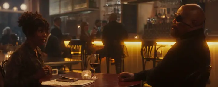 Nick Fury's first date with a woman who totally isn't a Skrull