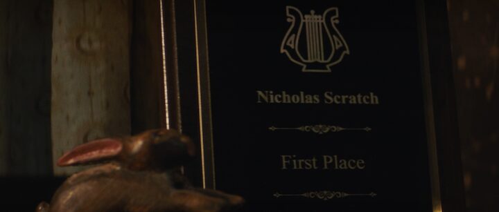 Nicholas Scratch's First Place Award and a Bunny Figurine in Agatha All Along